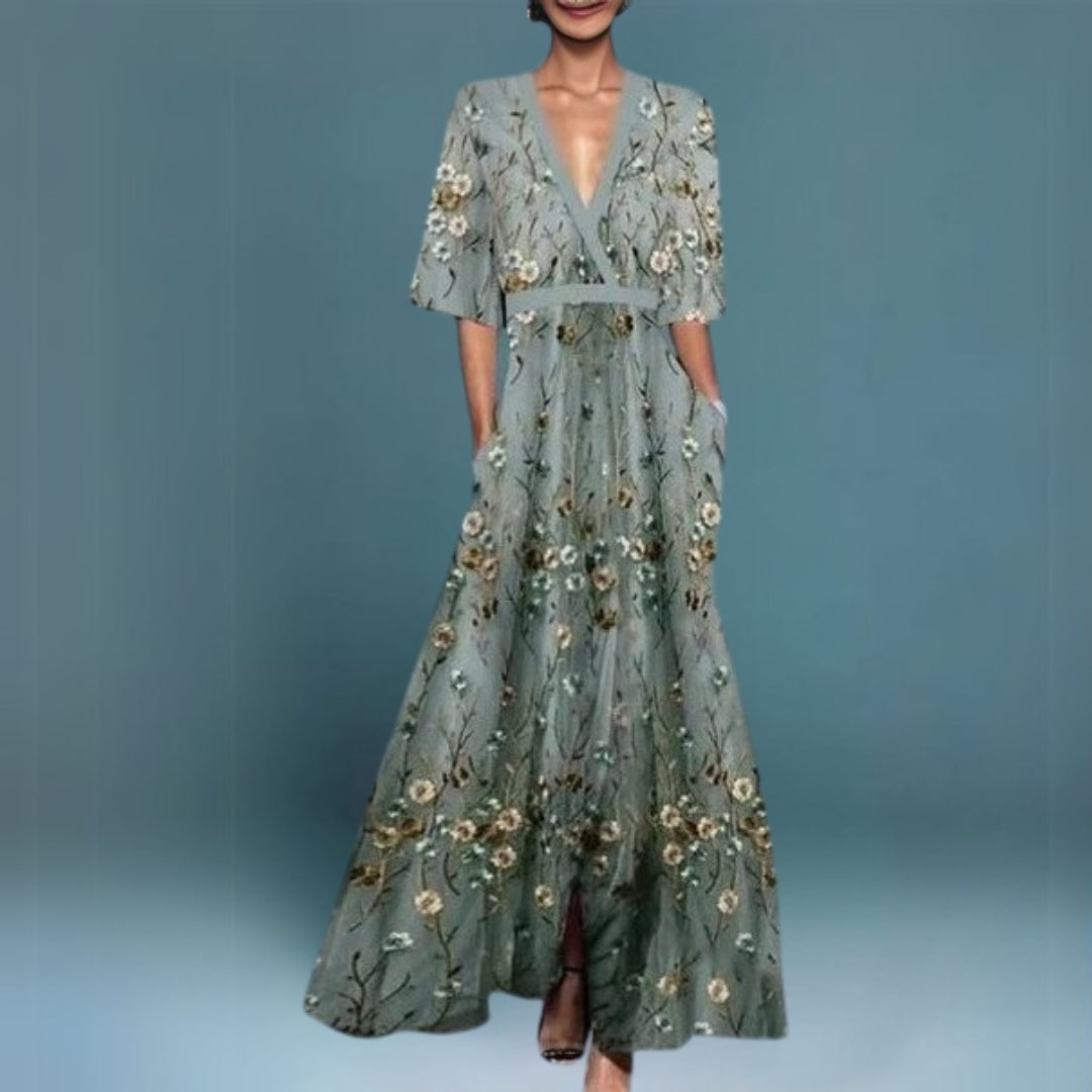 HendrixMode™ Osenda | Elegante Lange Jurk met Bloemenprint