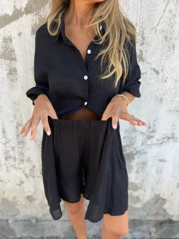HendrixMode™ Nora | Luchtige Set met Effen Blouse en Korte Broek