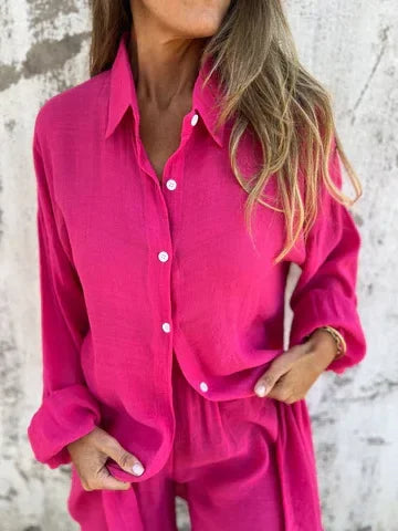 HendrixMode™ Nora | Luchtige Set met Effen Blouse en Korte Broek