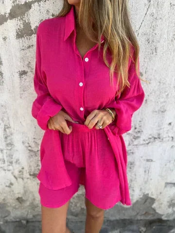HendrixMode™ Nora | Luchtige Set met Effen Blouse en Korte Broek