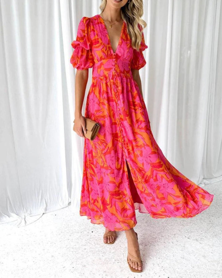 HendrixMode™ Derana | Rode Roze Maxi Jurk
