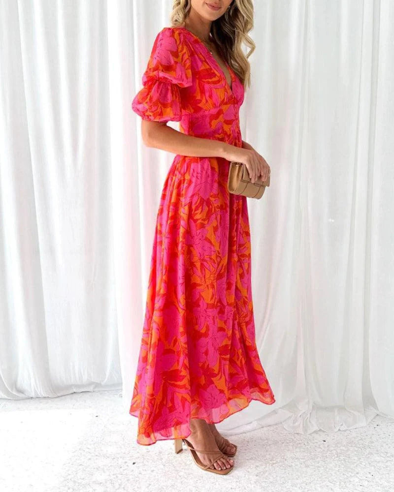 HendrixMode™ Derana | Rode Roze Maxi Jurk