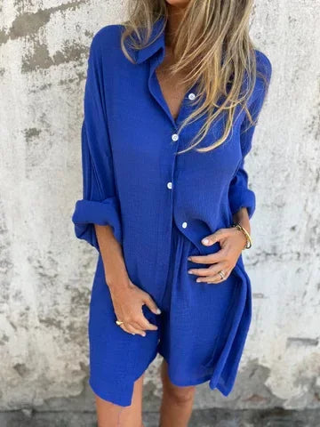 HendrixMode™ Nora | Luchtige Set met Effen Blouse en Korte Broek