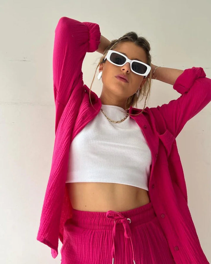 HendrixMode™ Adelie | Tweedelige Set van Katoenen Shirt en Shorts