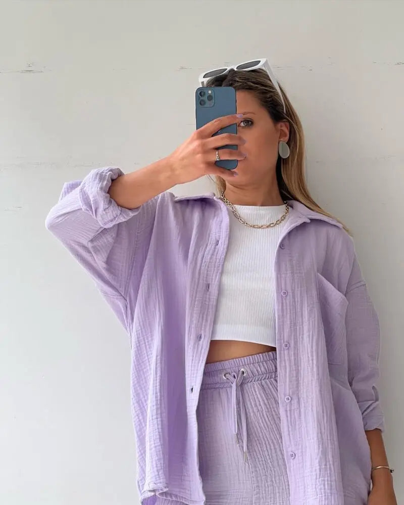 HendrixMode™ Adelie | Tweedelige Set van Katoenen Shirt en Shorts