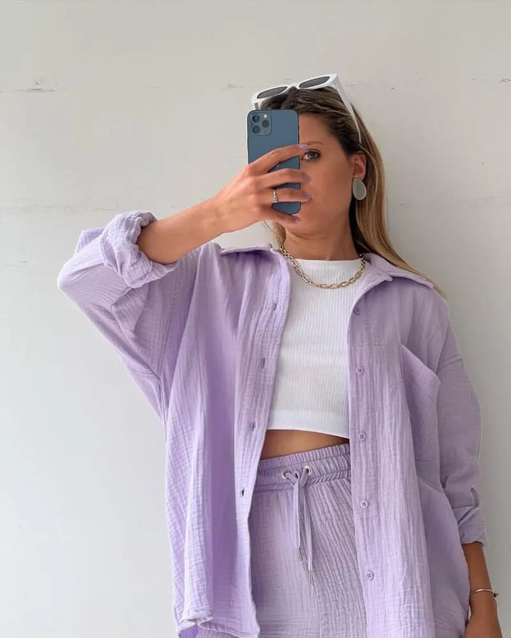 HendrixMode™ Adelie | Tweedelige Set van Katoenen Shirt en Shorts