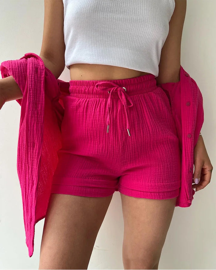 HendrixMode™ Adelie | Tweedelige Set van Katoenen Shirt en Shorts