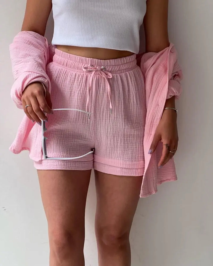 HendrixMode™ Adelie | Tweedelige Set van Katoenen Shirt en Shorts