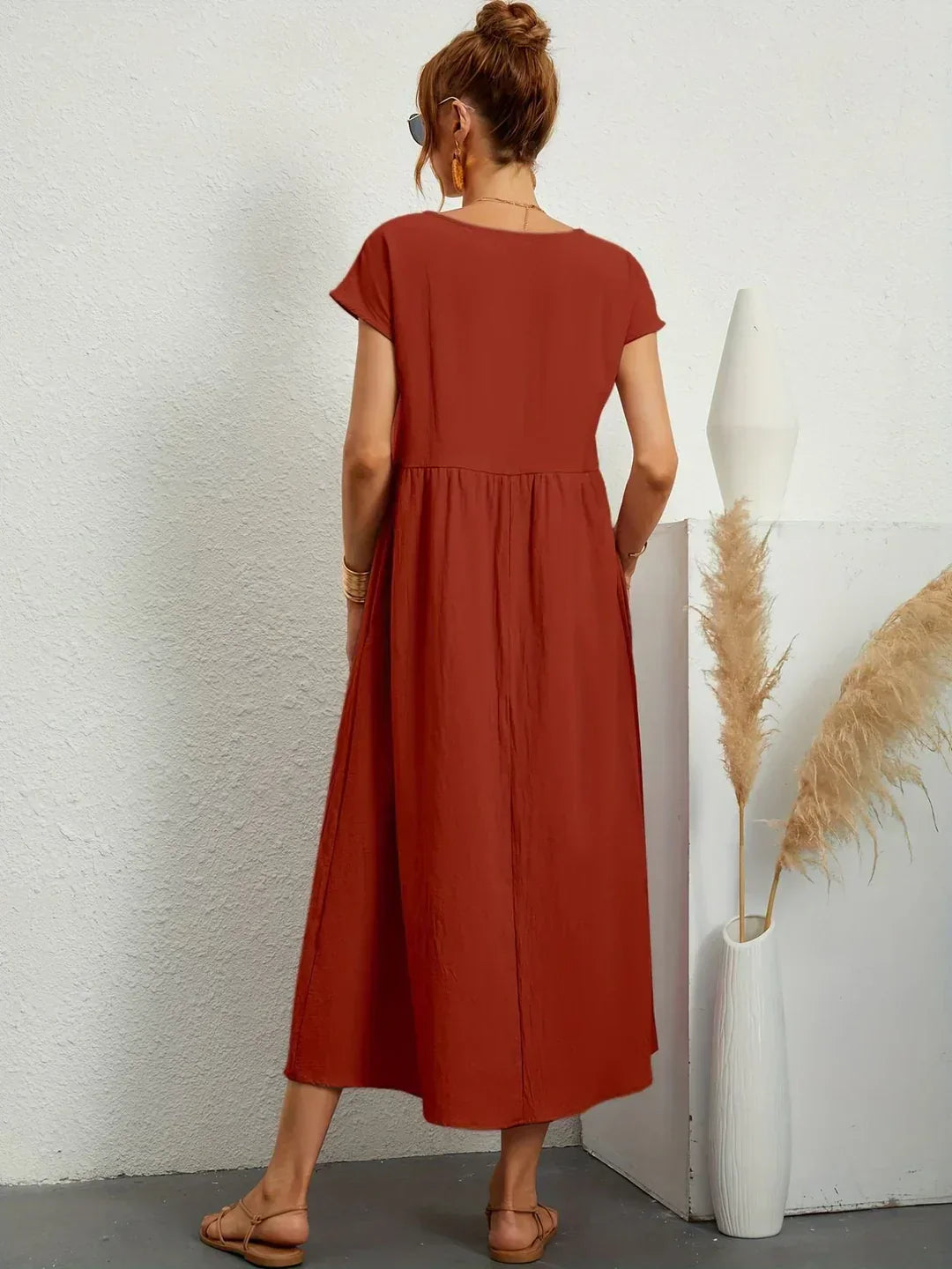 HendrixMode™ Nataly | Luchtige Midi-jurk met Relaxte Pasvorm