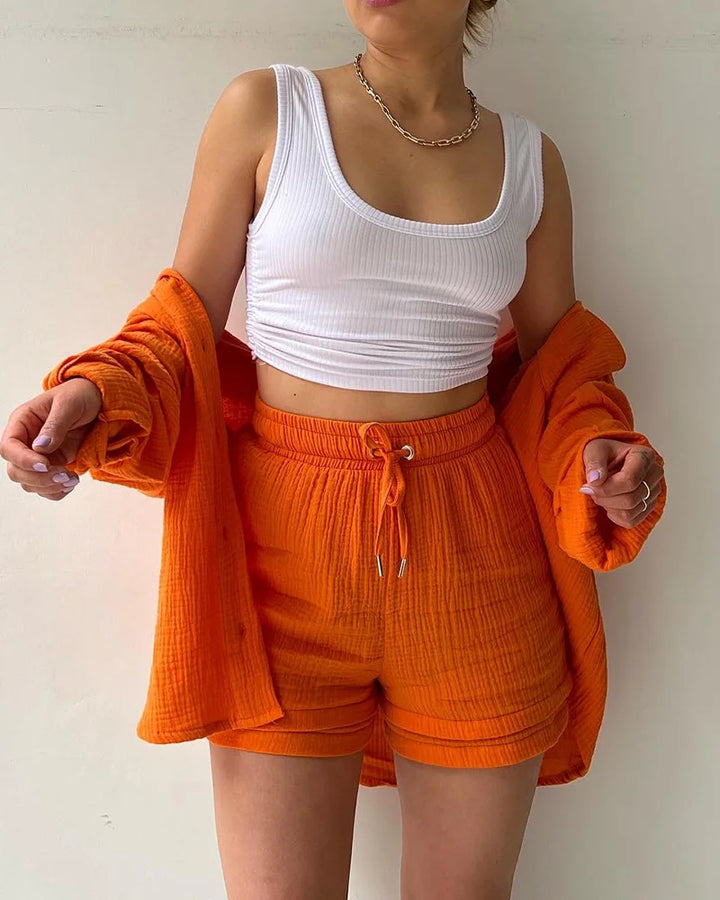 HendrixMode™ Adelie | Tweedelige Set van Katoenen Shirt en Shorts