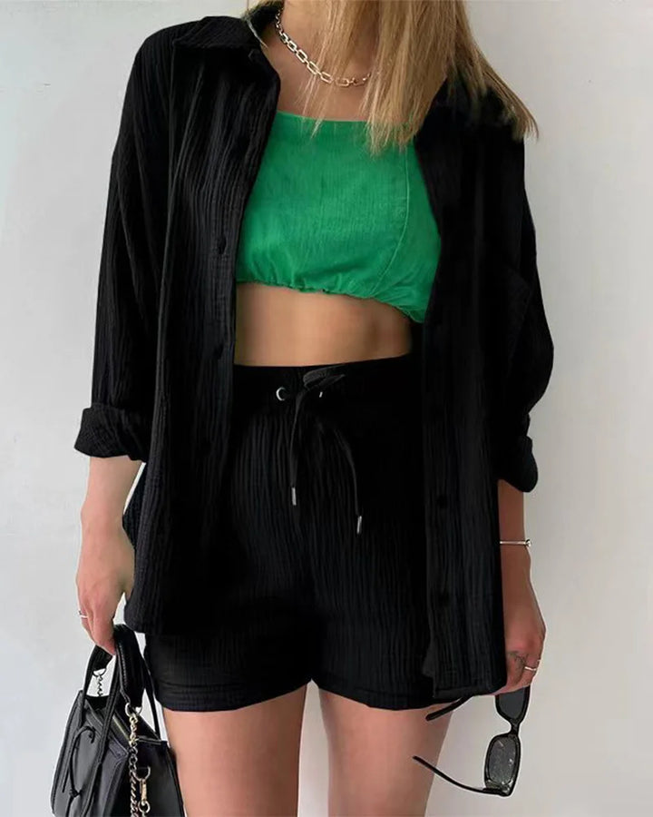 HendrixMode™ Adelie | Tweedelige Set van Katoenen Shirt en Shorts