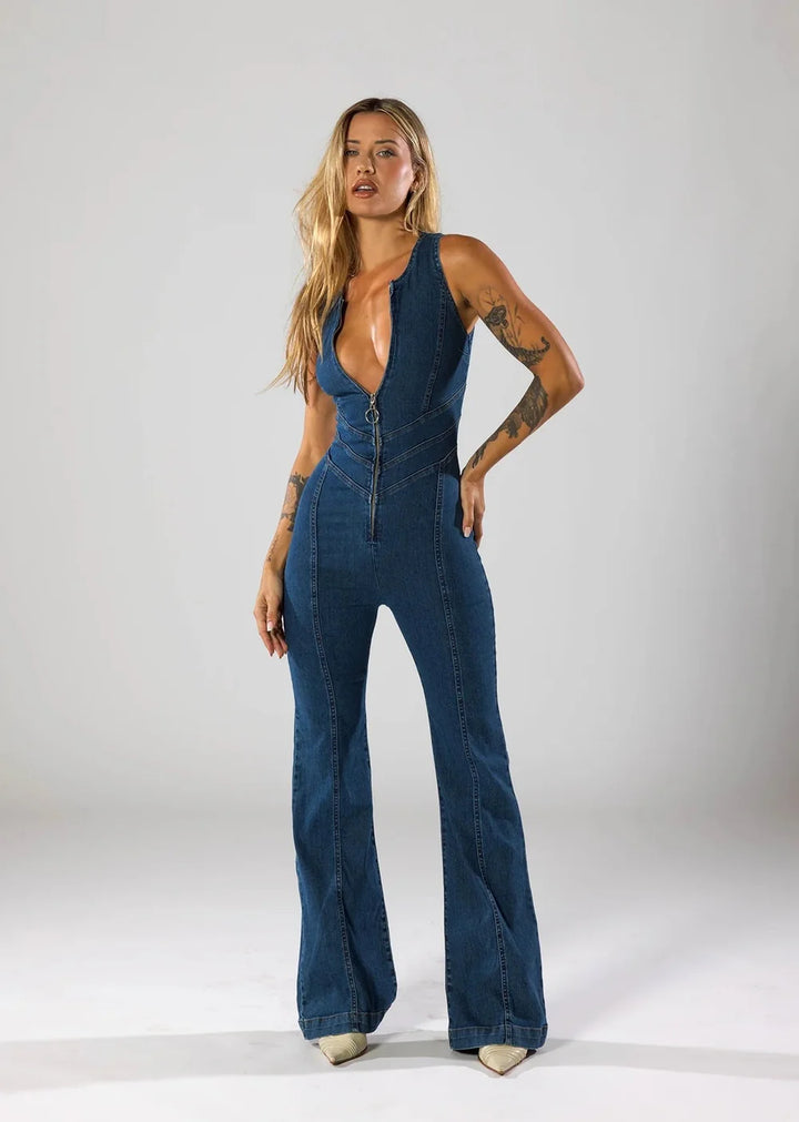 HendrixMode™ Noa | Denim Jumpsuit met Subtiel Hartdetail