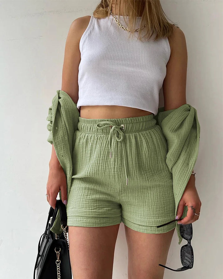 HendrixMode™ Adelie | Tweedelige Set van Katoenen Shirt en Shorts
