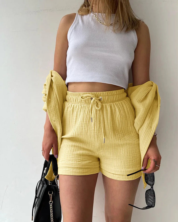 HendrixMode™ Adelie | Tweedelige Set van Katoenen Shirt en Shorts