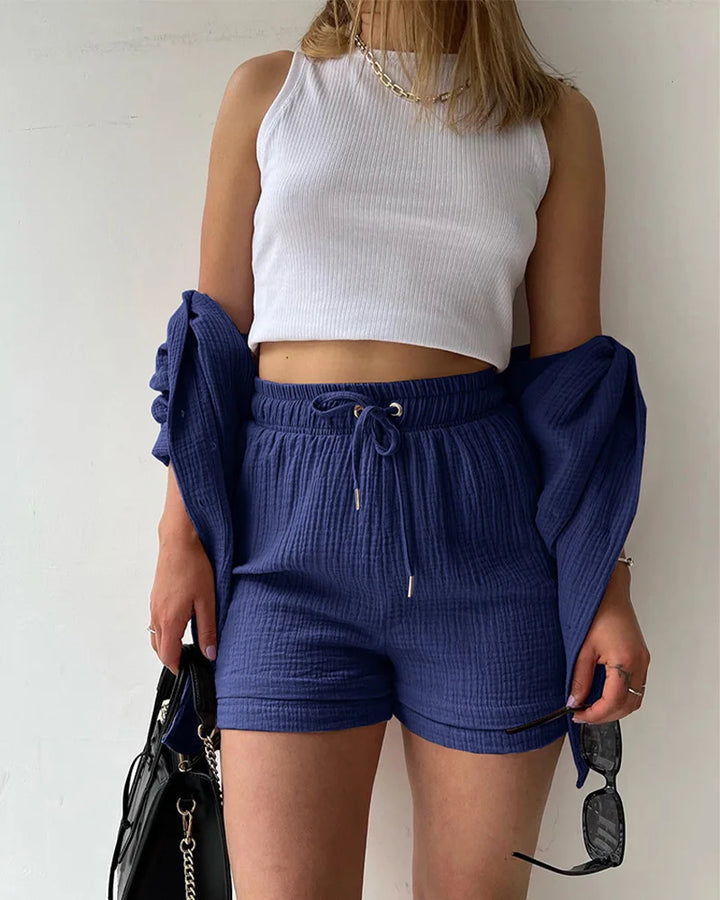 HendrixMode™ Adelie | Tweedelige Set van Katoenen Shirt en Shorts