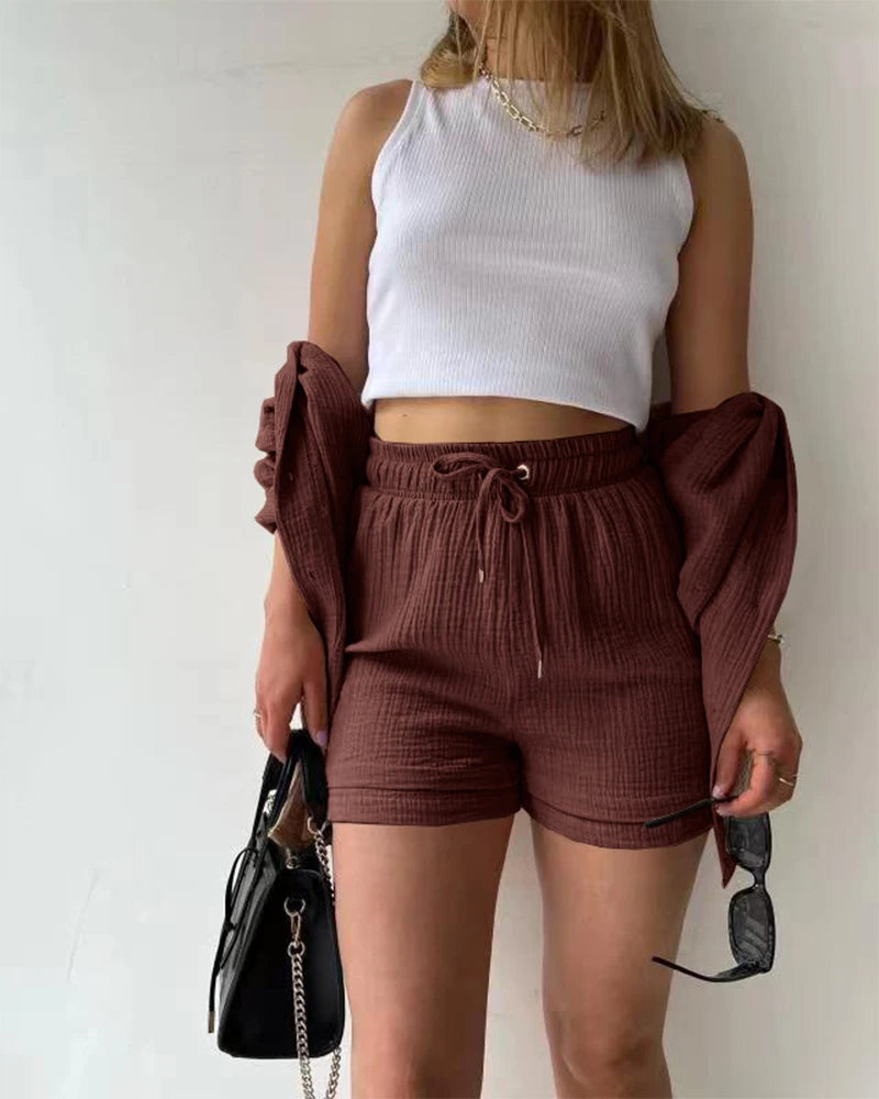 HendrixMode™ Adelie | Tweedelige Set van Katoenen Shirt en Shorts