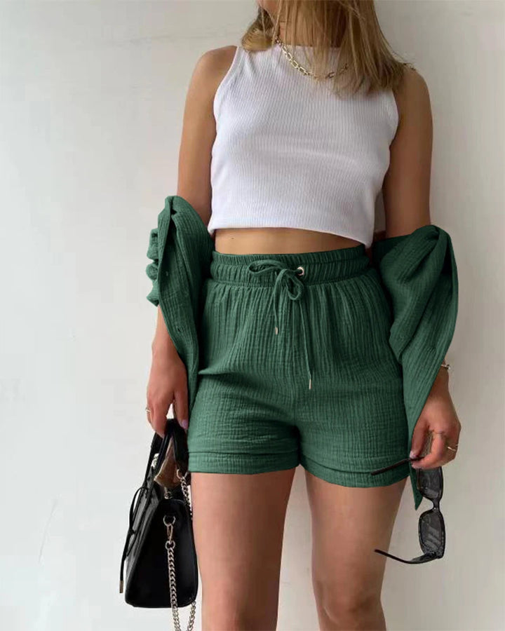 HendrixMode™ Adelie | Tweedelige Set van Katoenen Shirt en Shorts