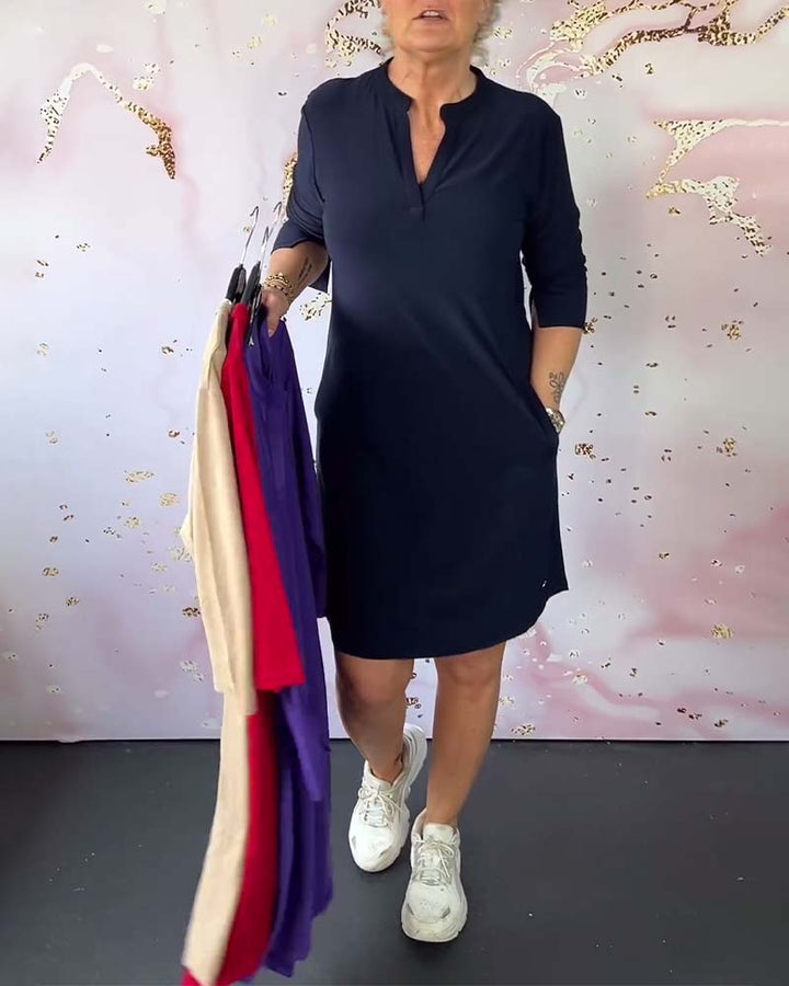 HendrixMode™ Hanneke | Eenvoudige V-hals Jurk