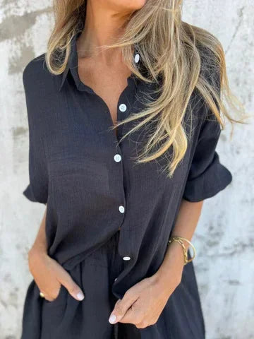 HendrixMode™ Nora | Luchtige Set met Effen Blouse en Korte Broek