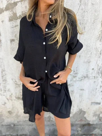 HendrixMode™ Nora | Luchtige Set met Effen Blouse en Korte Broek