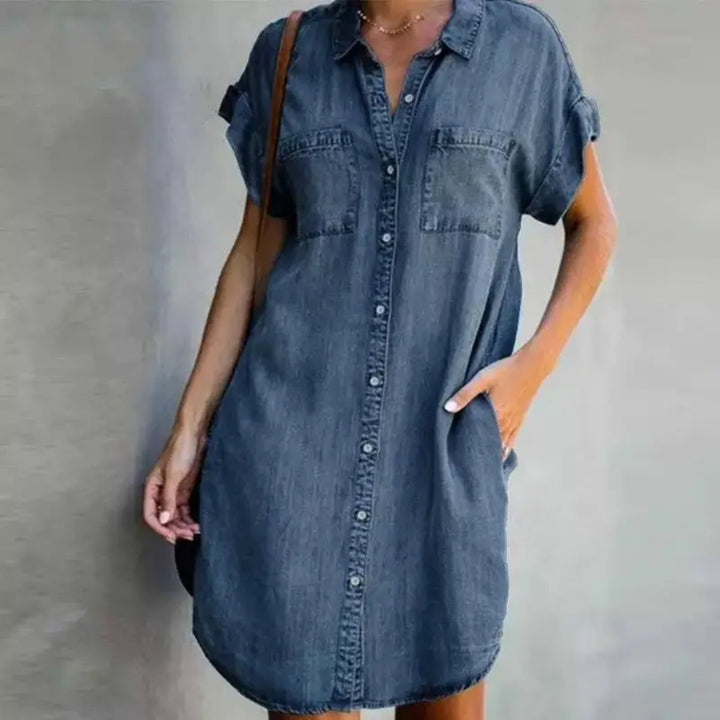 HendrixMode™ Manon | Stijlvolle A-lijn Denim Jurk