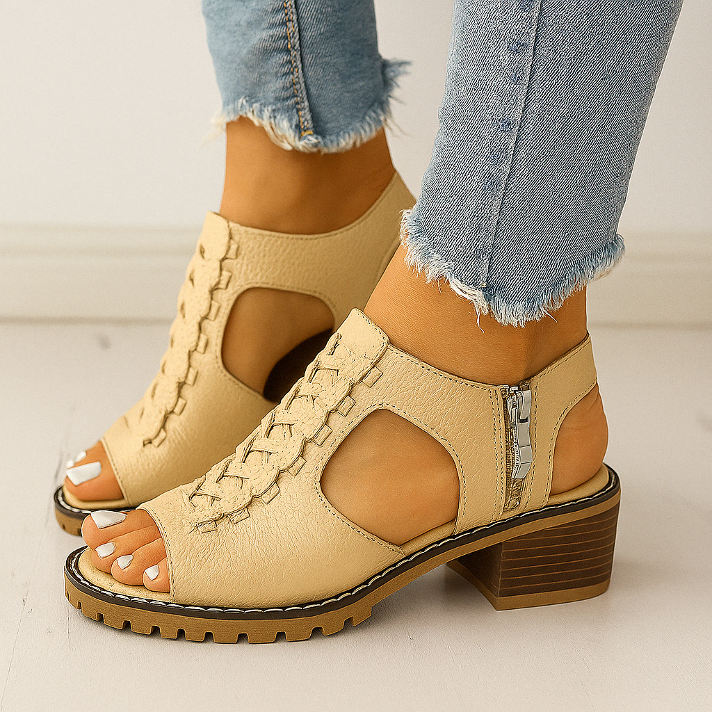 HendrixMode™ Penelope | Orthopedische Dames Sandalen met Blokhak en Zijrits