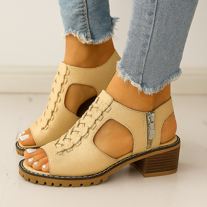 HendrixMode™ Penelope | Orthopedische Dames Sandalen met Blokhak en Zijrits