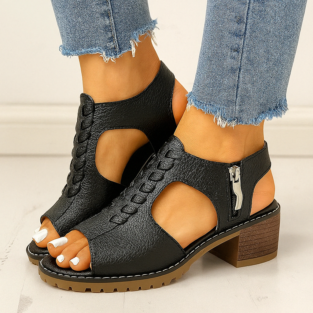 HendrixMode™ Penelope | Orthopedische Dames Sandalen met Blokhak en Zijrits
