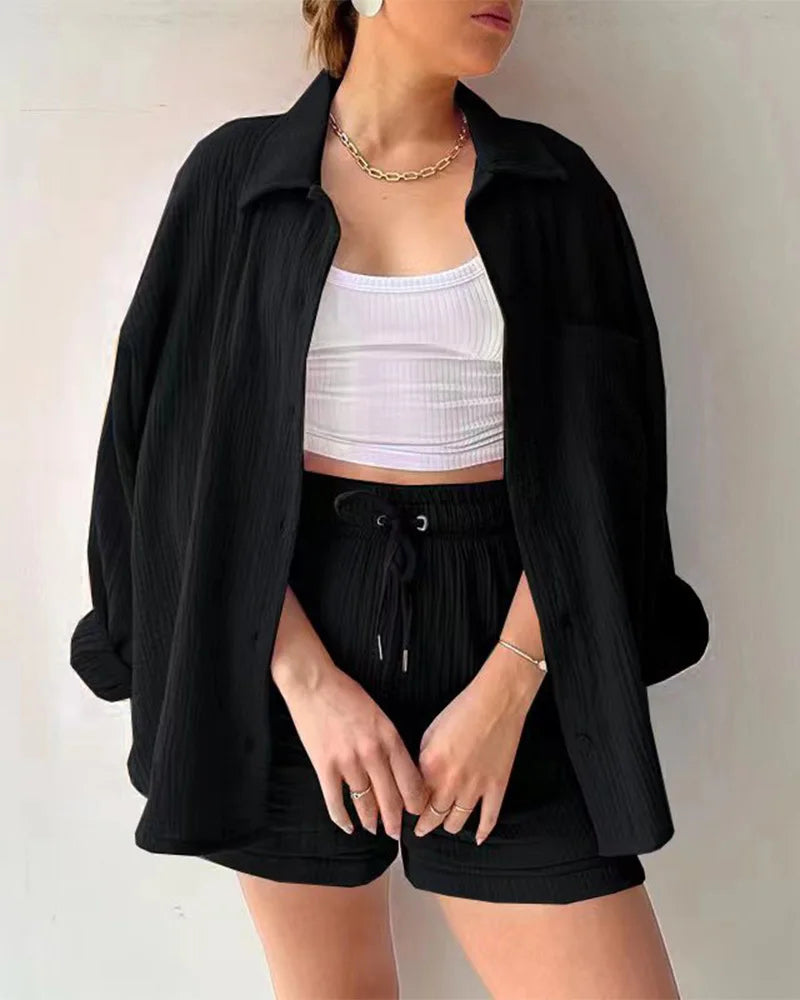 HendrixMode™ Adelie | Tweedelige Set van Katoenen Shirt en Shorts