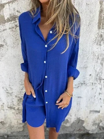 HendrixMode™ Nora | Luchtige Set met Effen Blouse en Korte Broek