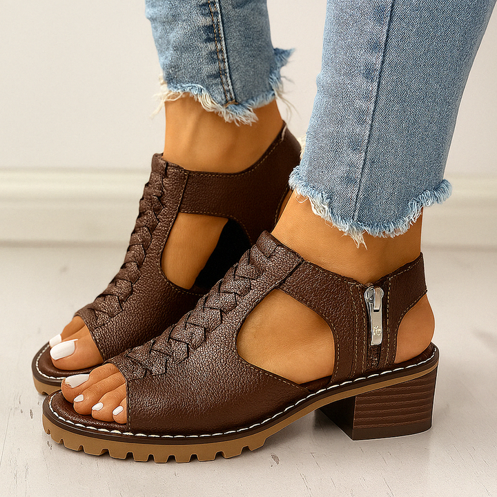 HendrixMode™ Penelope | Orthopedische Dames Sandalen met Blokhak en Zijrits