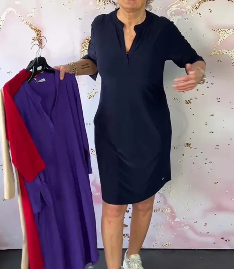 HendrixMode™ Hanneke | Eenvoudige V-hals Jurk