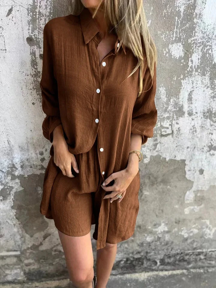 HendrixMode™ Nora | Luchtige Set met Effen Blouse en Korte Broek