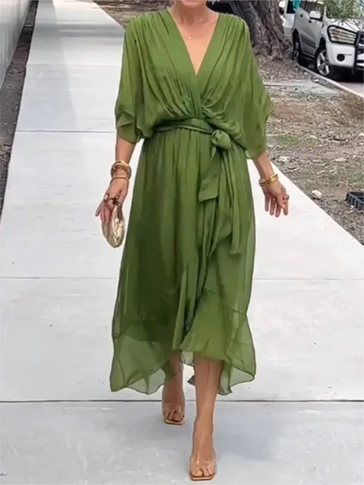 HendrixMode™ Monica | Chiffonjurk met V-hals