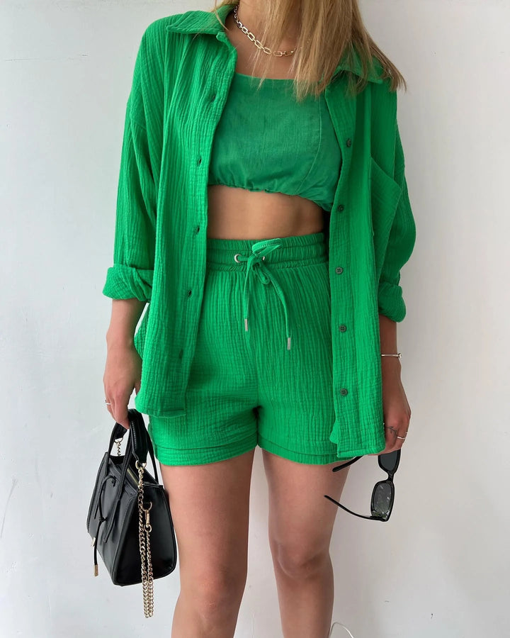 HendrixMode™ Adelie | Tweedelige Set van Katoenen Shirt en Shorts