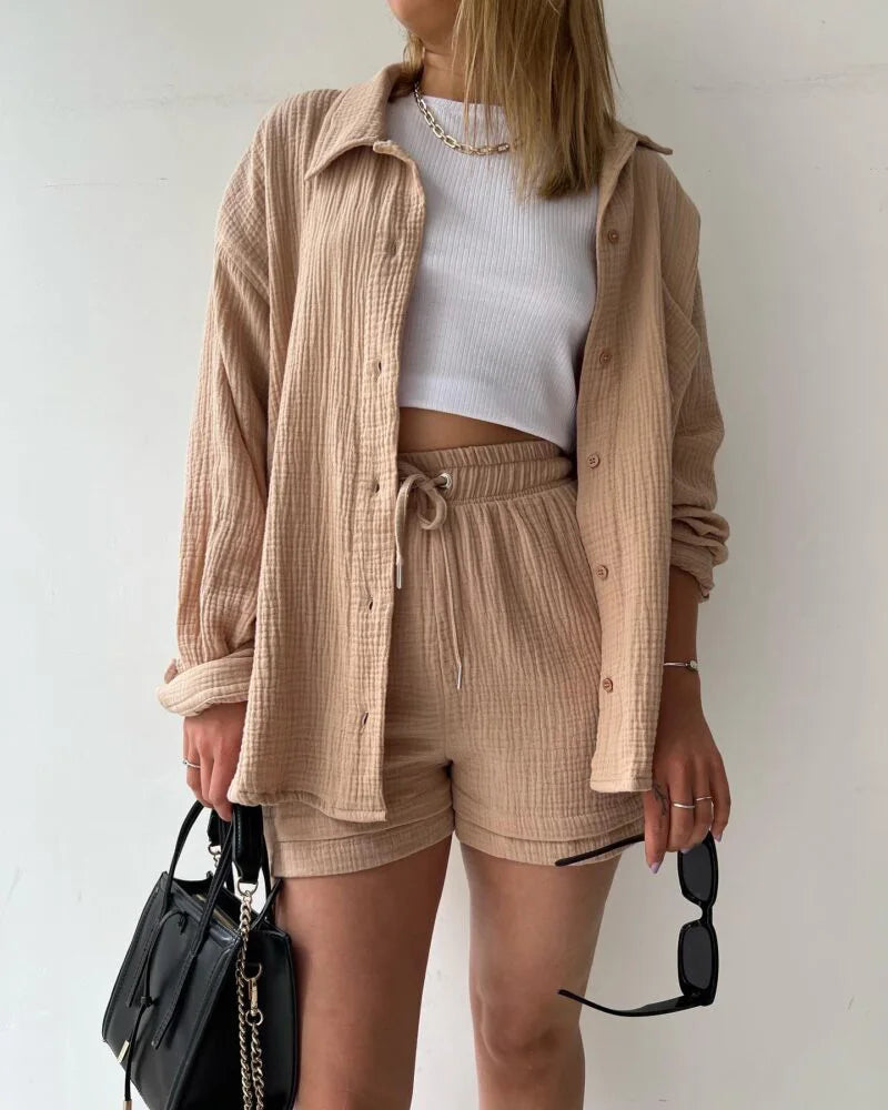 HendrixMode™ Adelie | Tweedelige Set van Katoenen Shirt en Shorts