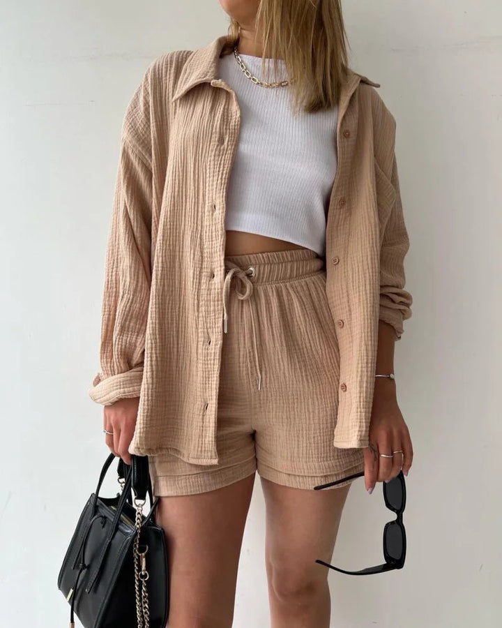HendrixMode™ Adelie | Tweedelige Set van Katoenen Shirt en Shorts