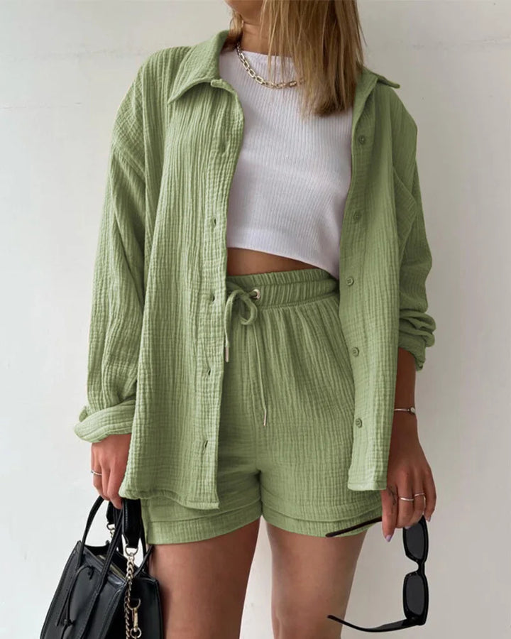 HendrixMode™ Adelie | Tweedelige Set van Katoenen Shirt en Shorts