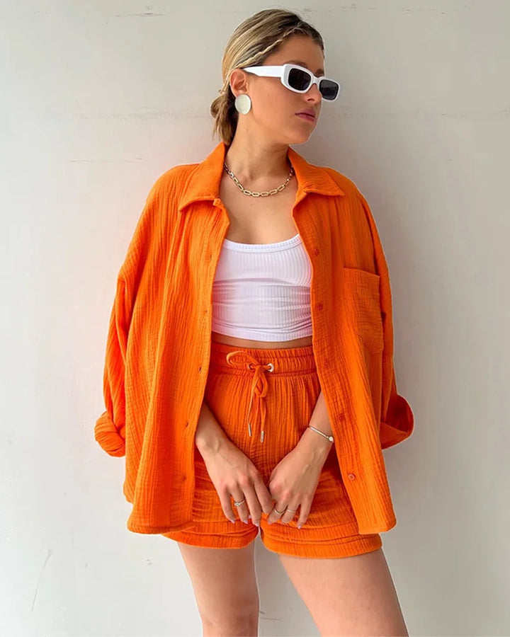 HendrixMode™ Adelie | Tweedelige Set van Katoenen Shirt en Shorts