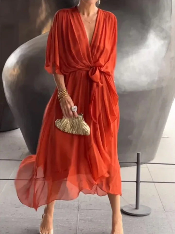 HendrixMode™ Monica | Chiffonjurk met V-hals