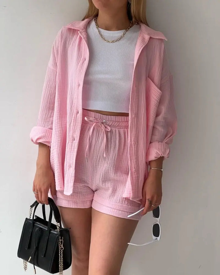 HendrixMode™ Adelie | Tweedelige Set van Katoenen Shirt en Shorts
