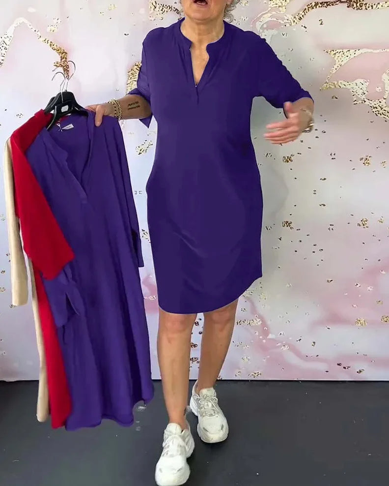 HendrixMode™ Hanneke | Eenvoudige V-hals Jurk