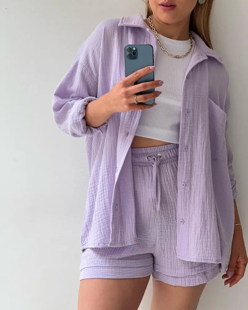 HendrixMode™ Adelie | Tweedelige Set van Katoenen Shirt en Shorts