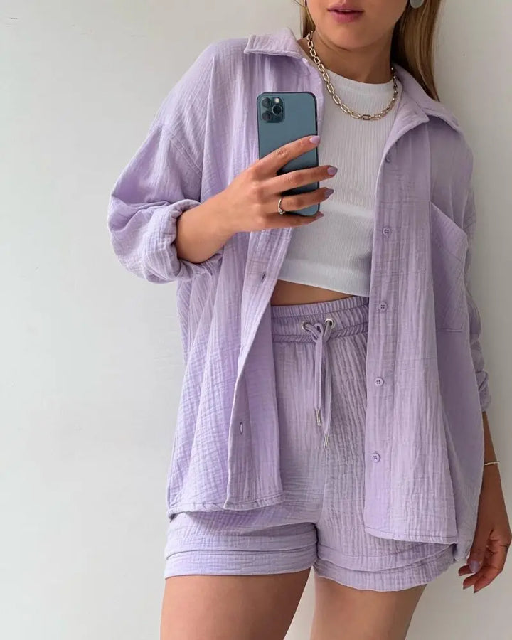 HendrixMode™ Adelie | Tweedelige Set van Katoenen Shirt en Shorts