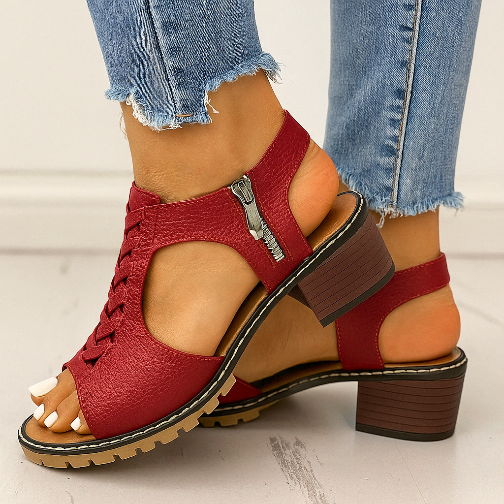 HendrixMode™ Penelope | Orthopedische Dames Sandalen met Blokhak en Zijrits