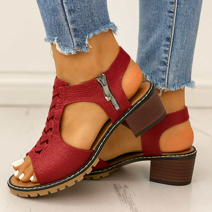 HendrixMode™ Penelope | Orthopedische Dames Sandalen met Blokhak en Zijrits