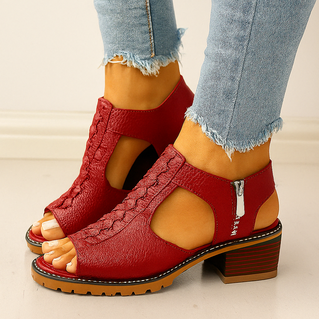 HendrixMode™ Penelope | Orthopedische Dames Sandalen met Blokhak en Zijrits