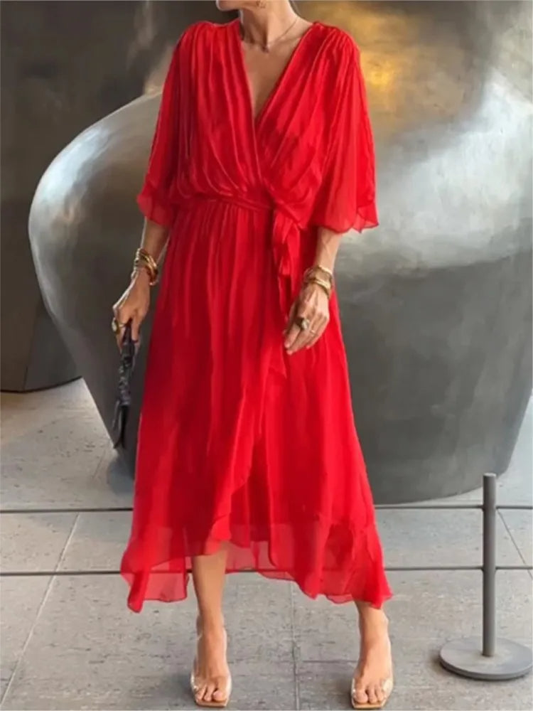 HendrixMode™ Monica | Chiffonjurk met V-hals