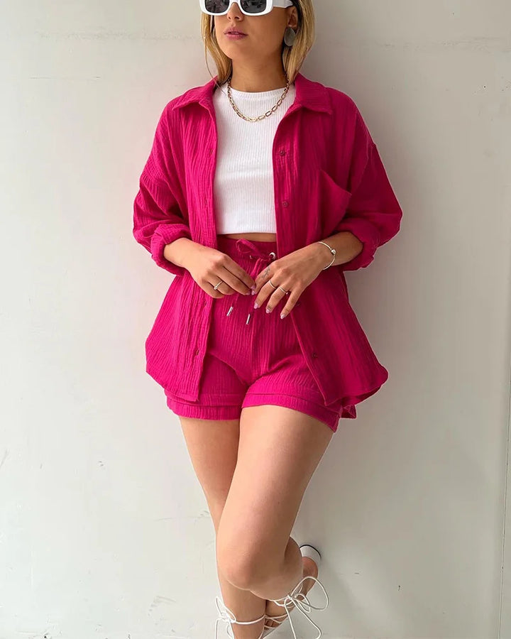 HendrixMode™ Adelie | Tweedelige Set van Katoenen Shirt en Shorts