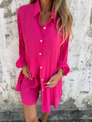 HendrixMode™ Nora | Luchtige Set met Effen Blouse en Korte Broek